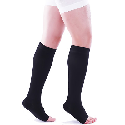 #ad Knee High Compression Stockings Women Men Varicose Vein Flight Travel Edema Sock $25.33
