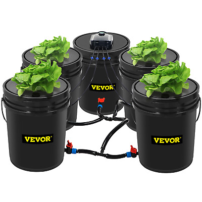 #ad VEVOR Hydroponics Deep Water Culture DWC Hydroponic System 5 Gallon 5 Buckets $118.99