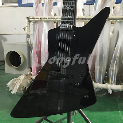 #ad 6 String Black Explorer Electric Guitar Solid Body Special Inlay Mahogany Body $254.60