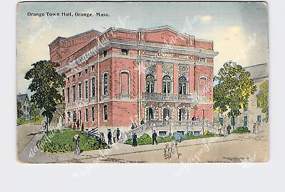 #ad PPC Postcard MA Massachusetts Orange Town Hall Exterior Street View 1912 Postmar $20.00