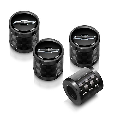 #ad Chevrolet Black in Black on Carbon Barrel Black Aluminum Tire Valve Caps $26.95