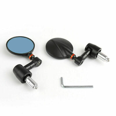 Motorcycle Bike Round Rear Side View 7 8quot; Bar End CNC Mirrors Universal Black CA $50.81