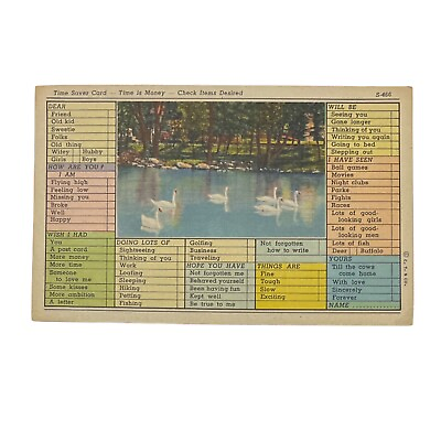 #ad Vintage 50#x27;s 60#x27;s Time Saver Card Resort Check List Postcard Ephemera UNPOSTED $15.40