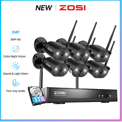 #ad ZOSI 8CH 3MP Wireless Security IP WIFI Camera System Outdoor Color Night Vision $229.99