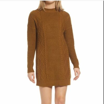 #ad BP Womens Cable Knit Sweater Dress Tunic Pullover Crew Neck Small $13.49