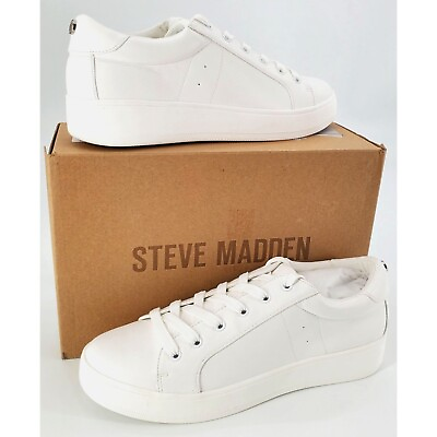 #ad Steve Madden Sneakers Court Womans 10 Classic Retro Platform Fashion White Shoes $65.00