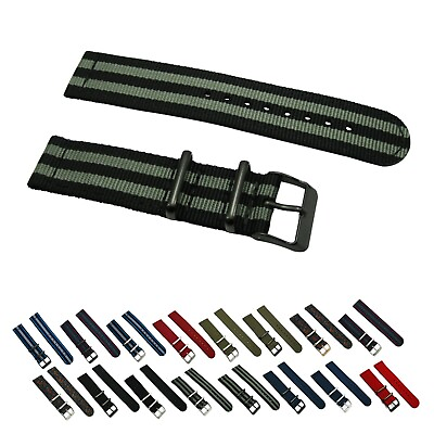 #ad 2 Piece Ballistic Nylon PVD Military Solid Stripe Replacement Watch Strap $15.00