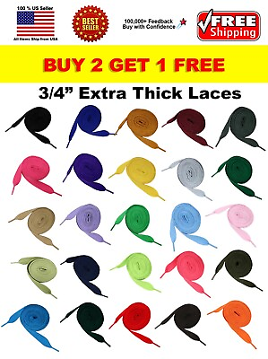 #ad Flat THICK 3 4quot; Width Athletic Sneaker Shoelaces Shoe Lace Strings 54quot; Length $6.79