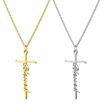 #ad Stainless Cross Custom Any Name Pendant Necklace Religious Faith Women Jewelry $11.99