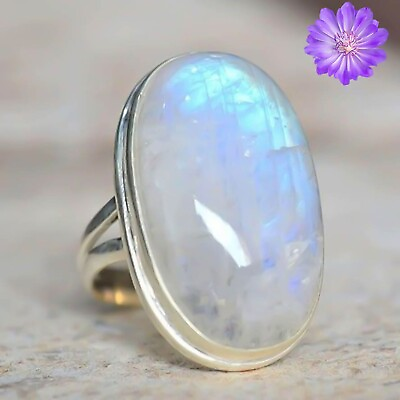 #ad Rainbow Moonstone Gemstone 925 Silver Ring Handmade Jewelry Ring All Size $9.19