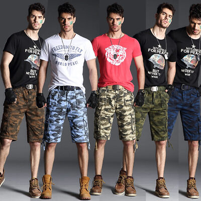 #ad Mens NEW Quality Cargo Shorts 8 Pockets Casual Camo 100% Cotton Size 29 40 AU $44.95