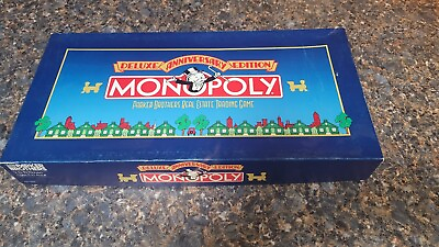 #ad MONOPOLY Deluxe 1984 Anniversary Edition 100% Complete Set Board Game Vintage $41.00