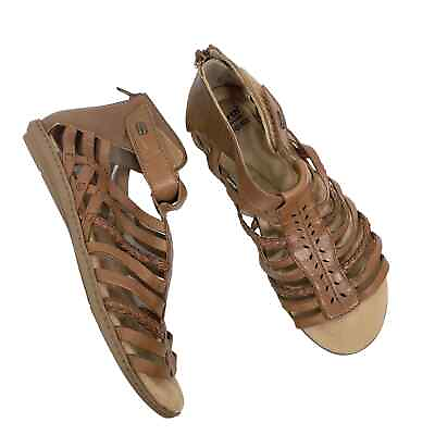 Earth Womenâ€™s Brown Leather Gladiator Sandals Belle Bruna in Almond NWOB; 7 $36.00