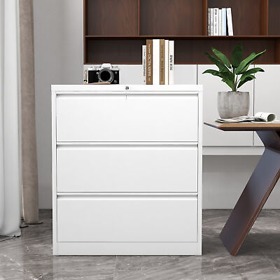 #ad 3 Drawer Metal Filing Cabinet File White Organizer Document Storage Home Office $213.88