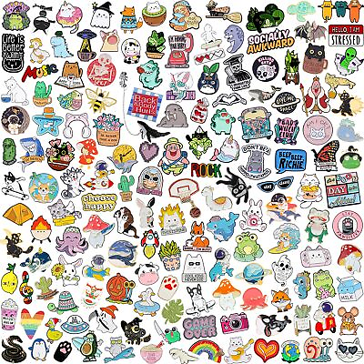 #ad 20 40 Pcs Cute Backpack Pins Funny Anime Lapel Pins Bulk Set Cool $18.09