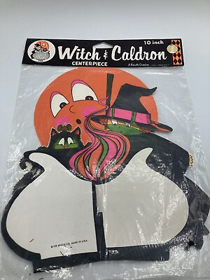 #ad Vintage Beistle Die Cut WITCH CAULDRON Honeycomb Halloween Centerpiece 1970’s $55.99
