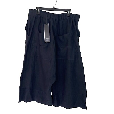 #ad Link Studio By Ogi Antunac Womens Cropped Pants Black Size Large Linen Lagenlook $104.18