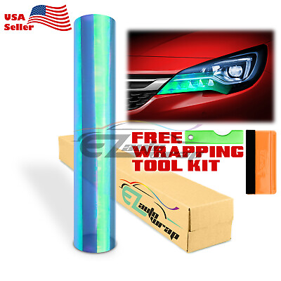 #ad 16quot;x108quot; *Extra Wide* Chameleon Neo Chrome Light Blue Headlight Taillight Tint $21.95