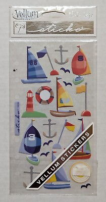 #ad Sticko Vellum Boating Bay Sailing Sailboats Scrapbooking Stickers RARE $5.49