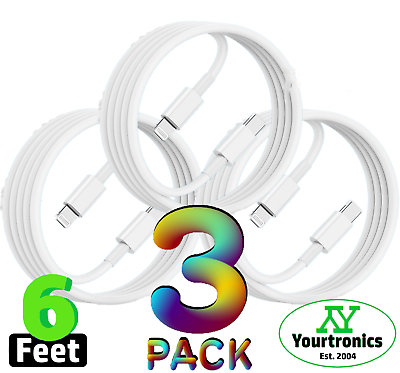 3 PACK 6ft Fast Charger Charging Cables For iPhone 14 13 12 11 X XR Plus Pro Max $5.95