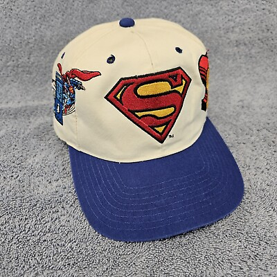 Vintage 90s Superman Hat Baseball Cap OSFM DC Comics Clark Kent Justice League $77.77