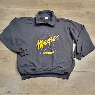 Converse Sweatshirt Men Extra Large Black Vintage Magic Johnson Casual Mock Neck $124.99