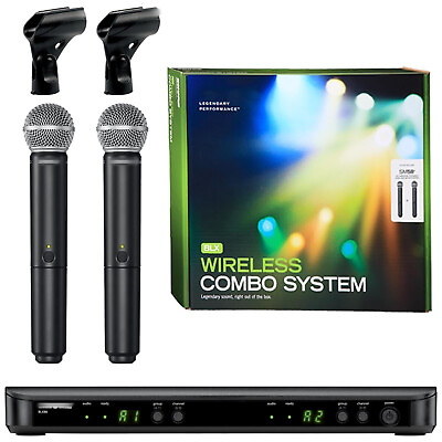 #ad Dual Wireless Microphone System w 2x SM58 Vocal Mics H10 Band BLX288 SM58 $350.00