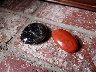 #ad Crystal Bundle Black Moonstone And Red Jasper High Quality Crystal Palmstones $14.00