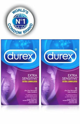 #ad Durex Extra Sensitive 24 Ultra Thin Condoms Extra Lube Heightened Sensitivity $14.99