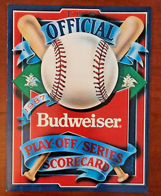 #ad 1987 MLB Playoff Series Official Budweiser Scorecard Mickey Mantle Yankees $14.95