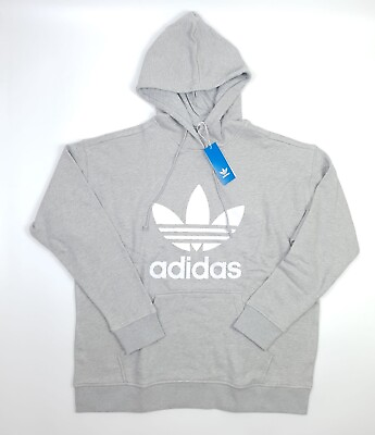 Adidas Originals Trefoil Grey Hoodie Plus Size 1X UK 20 22 Jumper Long Sleeve #ad GBP 40.49