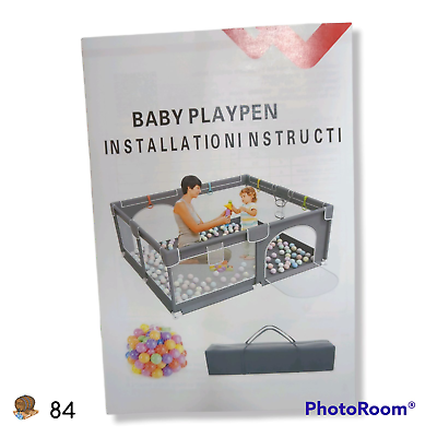 #ad 79 x 63 Inch Extra Large Baby Playpen Play Yard for Baby amp; Toddler w Play Balls $55.99