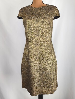 #ad Diane Von Furstenberg Hadlie Two Metallic Gold Cocktail Party DVF 12 Dress SZ 14 $68.99