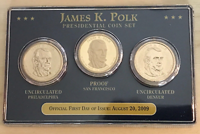#ad 2009 JAMES K. POLK Presidential Coin Set PDS First Day of Issue $18.00