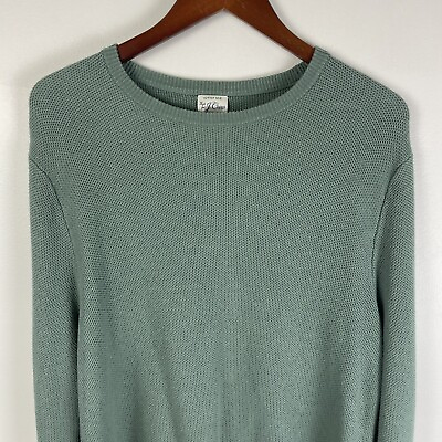 #ad J.Crew Cotton silk Pique Sweater Mens Faded Bluegrass Green Pullover L $19.79