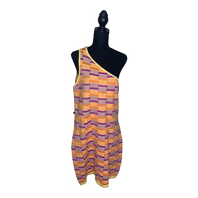 #ad Cotton On NWT 16 Junior Orange Purple Curve One Shoulder Knit Mini Dress #1643D $14.99