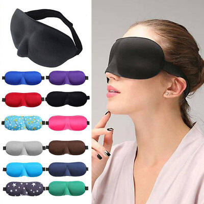 #ad 3D Soft Padded Blindfold Blackout Eye Mask Sleep Aid Shade Foam Elastic Cover $5.21