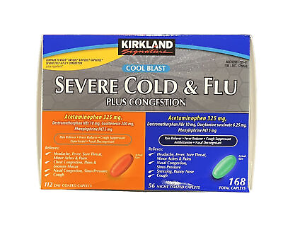Kirkland Signature Severe Cold amp; Flu Plus Congestion Caps 168 Ct EXPIRE 01 2026 $19.45