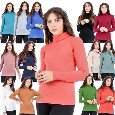 #ad Turtleneck Woman Sweater Jersey Pull Polo Neck Long Sleeve Turtleneck New $20.60