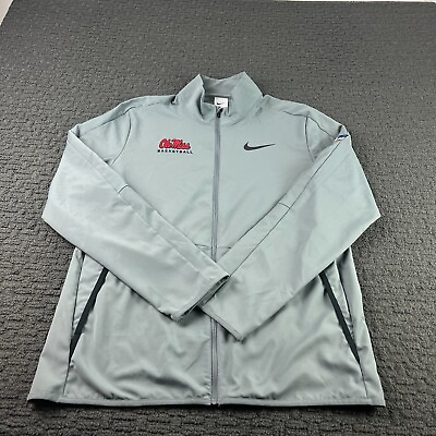 Ole Miss Rebels Nike Jacket Mens Large Gray Full Zip Dri Fit Performance Casual #ad $28.99