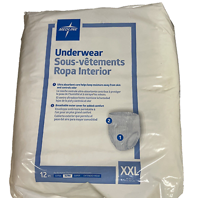 #ad MEDLINE Protection Plus Classic Protective Underwear XXL Incontinence 12 Count $7.88
