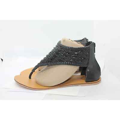 #ad Ecote Women#x27;s Black Leather Gladiator Sandals sz 8 $24.00