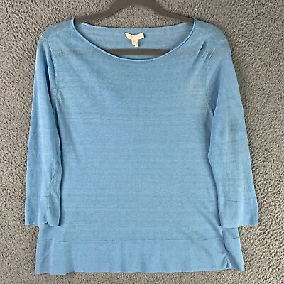 #ad Eileen Fisher Linen Tunic Womens Small Blue Pullover Lagenlook Coastal Resort $19.99