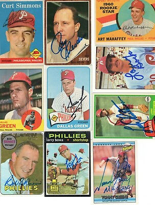 #ad Autographed Phillies cards 1950#x27;s 1960#x27;s 70#x27;s 80#x27;s 90#x27;s 2000#x27;s 20% off after 4 $6.99