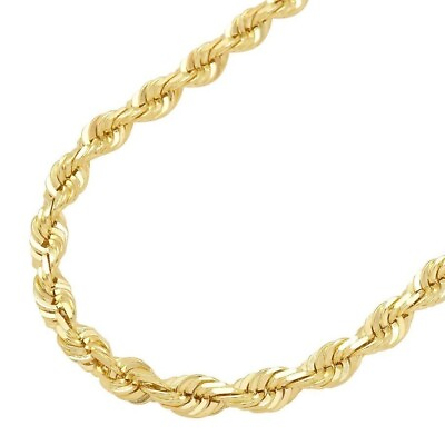 14K Yellow Gold Diamond Cut Rope Chain Necklace 1.5mm 5mm Men Women 16quot; 30quot; $88.98