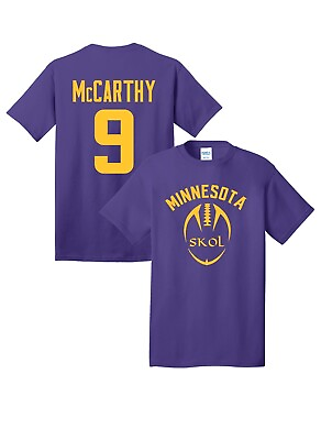 #ad JJ McCarthy Purple Skol Youth T Shirt #18 Minnesota $19.99