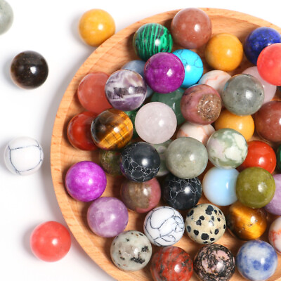 #ad 10 20pcs Natural Mixed Sphere Quartz Crystal Carved Gem Ball Reiki Healing 15mm $6.99