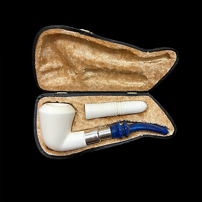 #ad Block Meerschaum Pipe 925 silver smoking tobacco pipe with tamper w case MD 360 $187.08