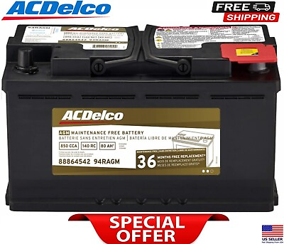 #ad Brand New 12V Battery AcDelco Universal AGM 80 Amp CCA 850 140 Reserve Capacity $319.98