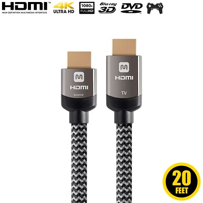 #ad 20FT Active HDMI Cable HDTV 4K 60Hz 1080p 3D 18Gbps XBOX PS4 In Wall CL3 Rated $76.10
